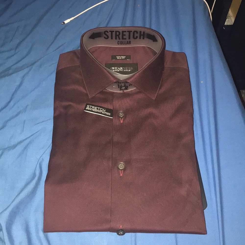 burgundy red button down shirt